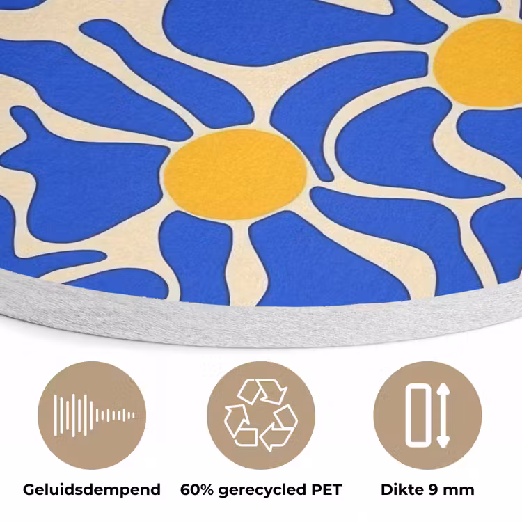 Abstract - Bloem - Blauw Akoestische PET Vilt - Rond klein 838 -closeup_NL