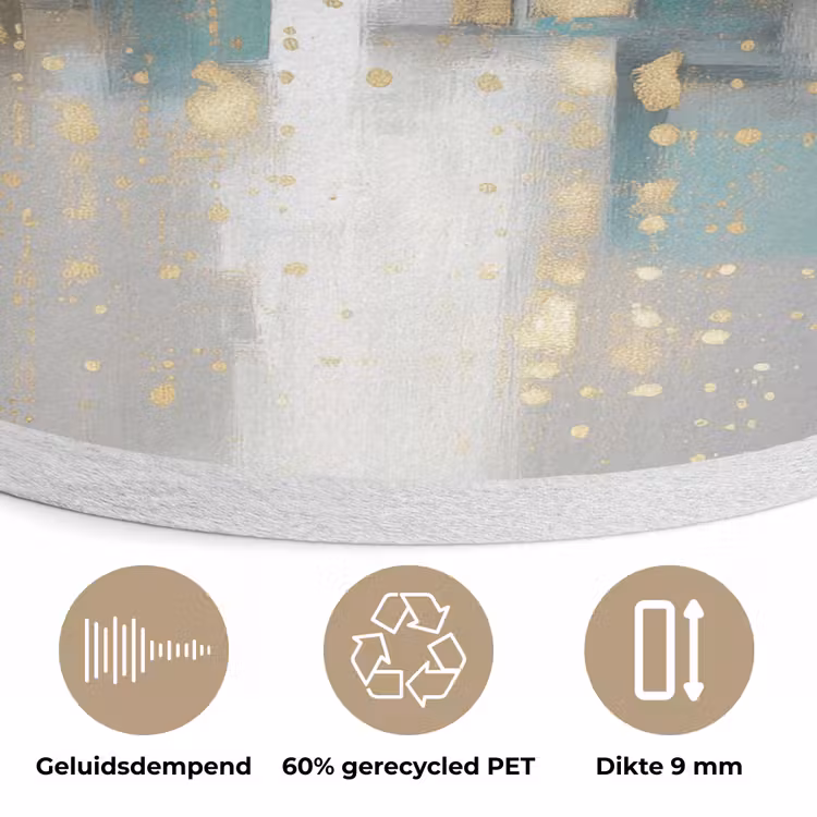 Abstract - Blokken - Goud - Skyline Akoestische PET Vilt - Rond klein -closeup_NL