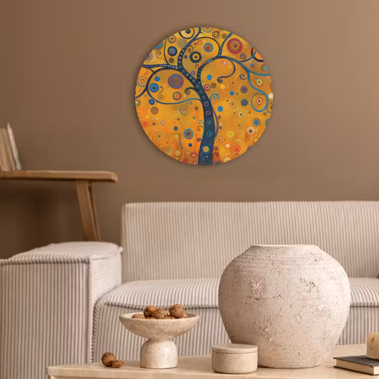 Abstract - Boom - Levensboom - Modern Akoestische PET Vilt - Rond klein -sfeer1