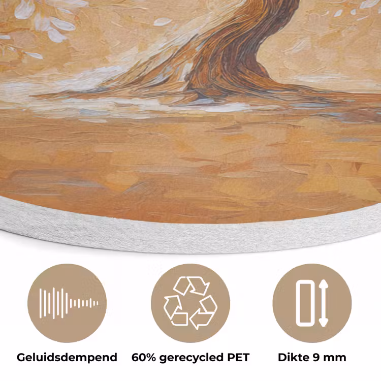 Abstract - Boom - Wit - Bladeren Akoestische PET Vilt - Rond klein -closeup_NL