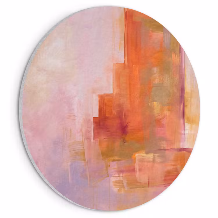 Abstract - Borstelstreken - Kunst - Paars - Goud Akoestische PET Vilt - Rond klein -3d