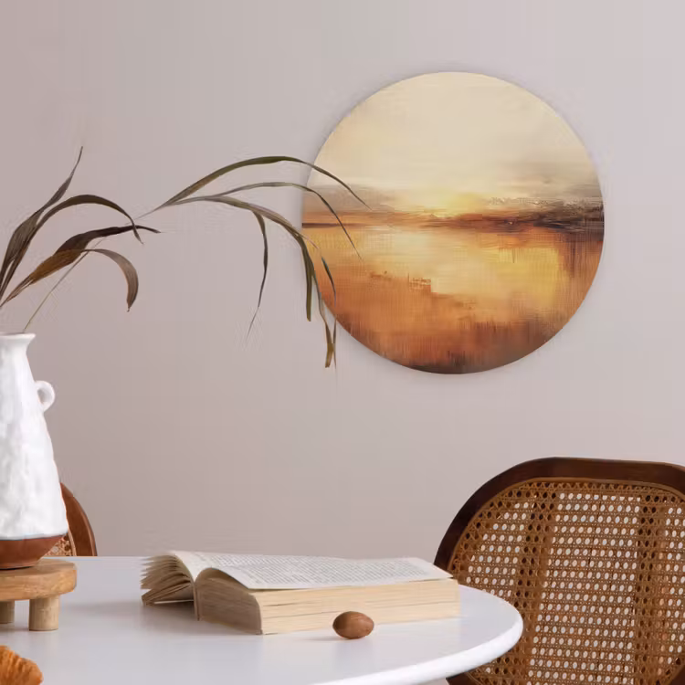 Abstract - Bruin - Modern - Herfst kleuren Akoestische PET Vilt - Rond klein -sfeer3