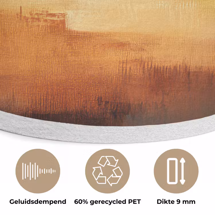 Abstract - Bruin - Modern - Herfst kleuren Akoestische PET Vilt - Rond klein -closeup_NL