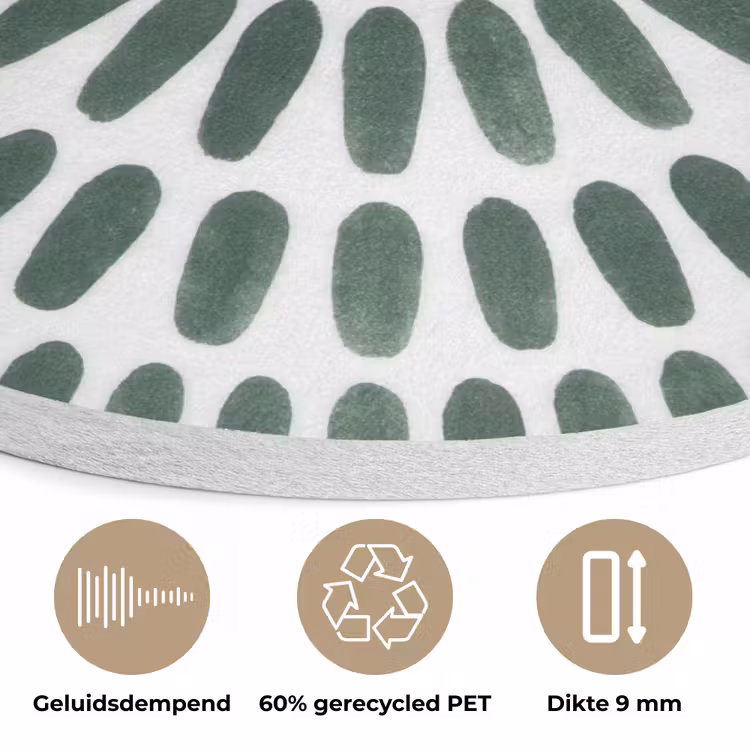 Abstract - Cirkel - Patroon - Modern - Groen Akoestische PET Vilt - Rond klein -closeup_NL