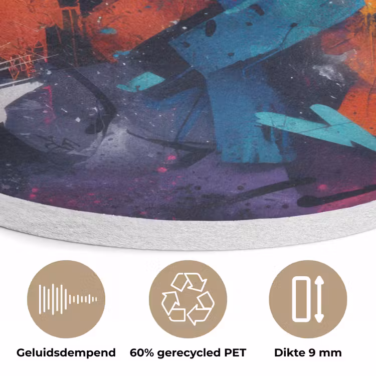 Abstract - Explosie - Neonkleuren Akoestische PET Vilt - Rond klein -closeup_NL