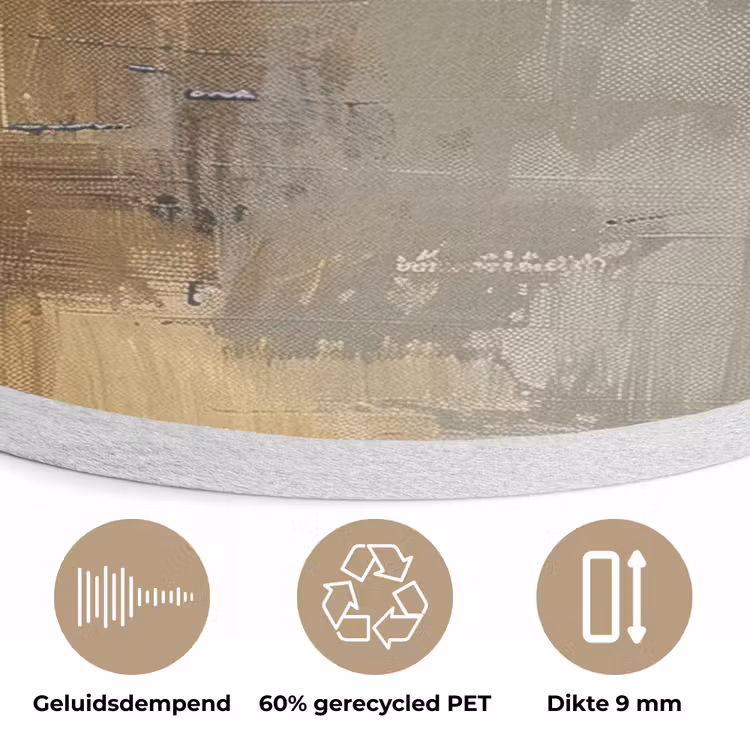 Abstract - Geel - Modern - Beige Akoestische PET Vilt - Rond klein -closeup_NL