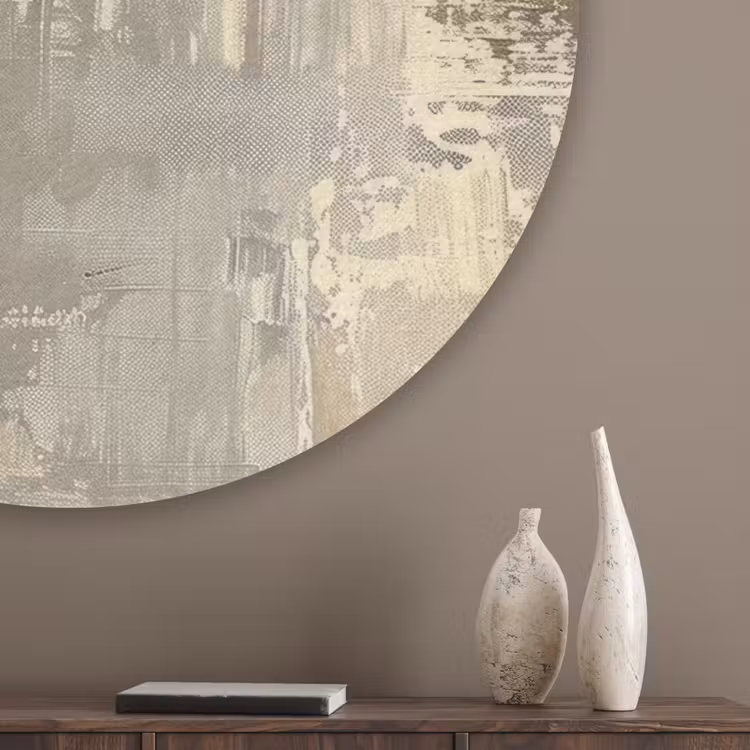 Abstract - Geel - Modern - Beige Akoestische PET Vilt - Rond klein -sfeer5_closeup