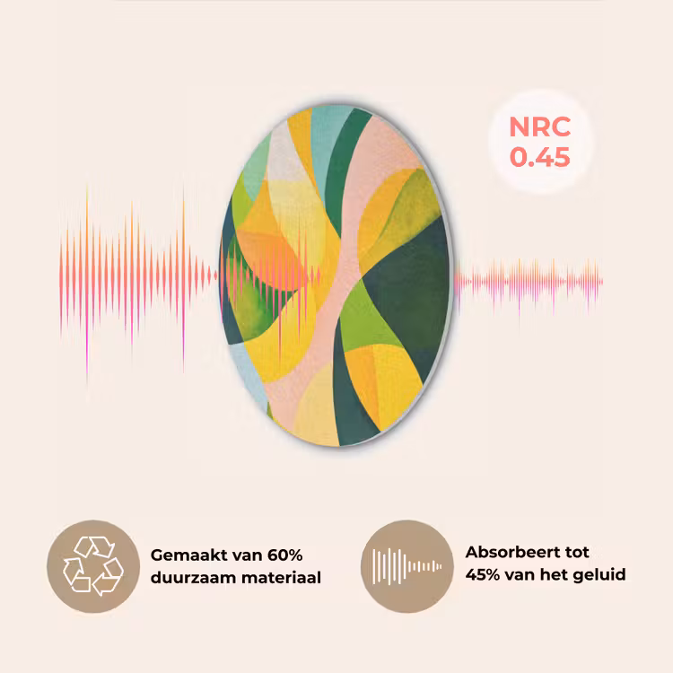 Abstract - Geel - Roze - Groen Akoestische PET Vilt - Rond klein -USP_NL