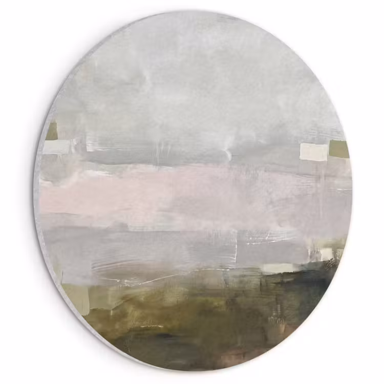 Abstract - Gelaagd - Kunst - Modern - Grijs-Groen Akoestische PET Vilt - Rond klein -3d