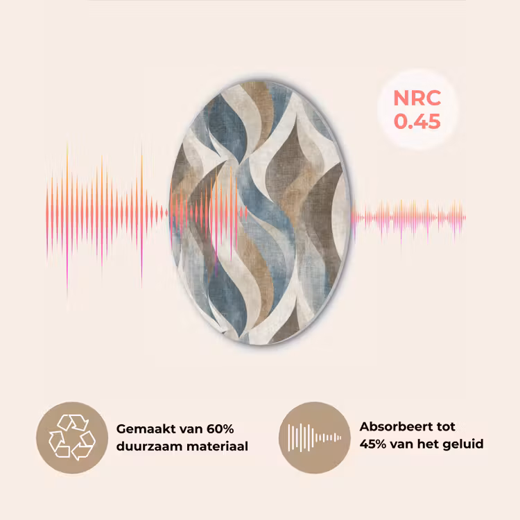 Abstract - Golven - Kleurrijk Akoestische PET Vilt - Rond klein 838 -USP_NL