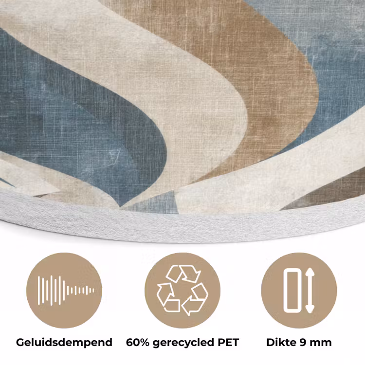 Abstract - Golven - Kleurrijk Akoestische PET Vilt - Rond klein 838 -closeup_NL