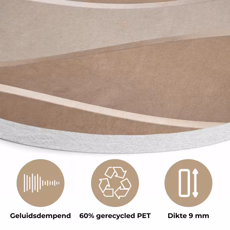Abstract - Golven - Modern - Beige Akoestische PET Vilt - Rond klein -closeup_NL