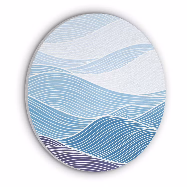 Abstract - Golven - Patroon - Blauw - Modern Akoestische PET Vilt - Rond klein -3d