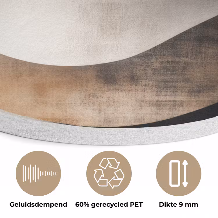 Abstract - Golven - Zwart - Verweerd Akoestische PET Vilt - Rond klein -closeup_NL