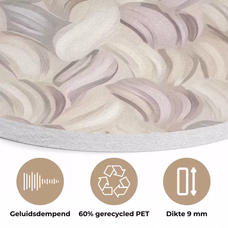 Abstract - Golvend - Pastel Akoestische PET Vilt - Rond klein 838 -closeup_NL