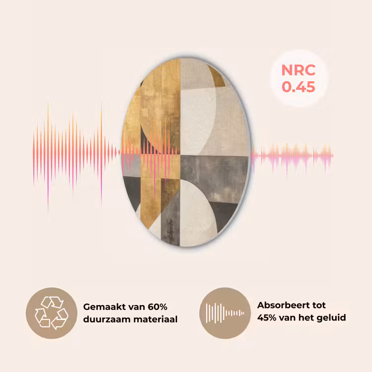 Abstract - Goud - Grijs - Vormen - Geometrisch Akoestische PET Vilt - Rond klein -USP_NL