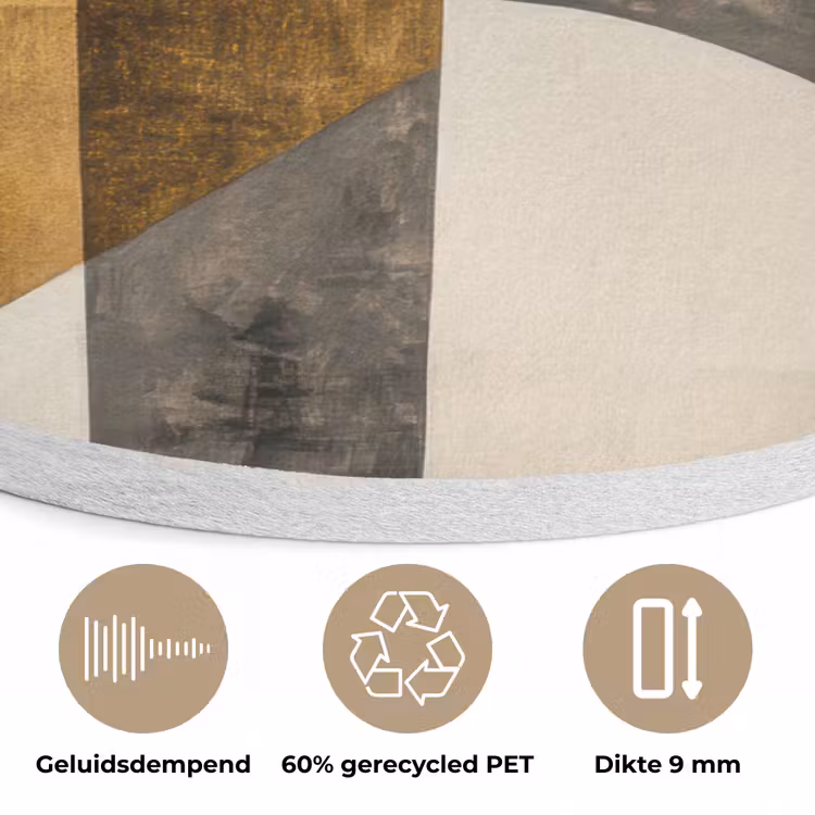 Abstract - Goud - Grijs - Vormen - Geometrisch Akoestische PET Vilt - Rond klein -closeup_NL