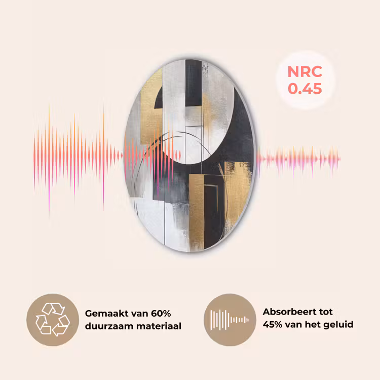 Abstract - Goud - Zilver - Vormen - Aesthetic Akoestische PET Vilt - Rond klein -USP_NL