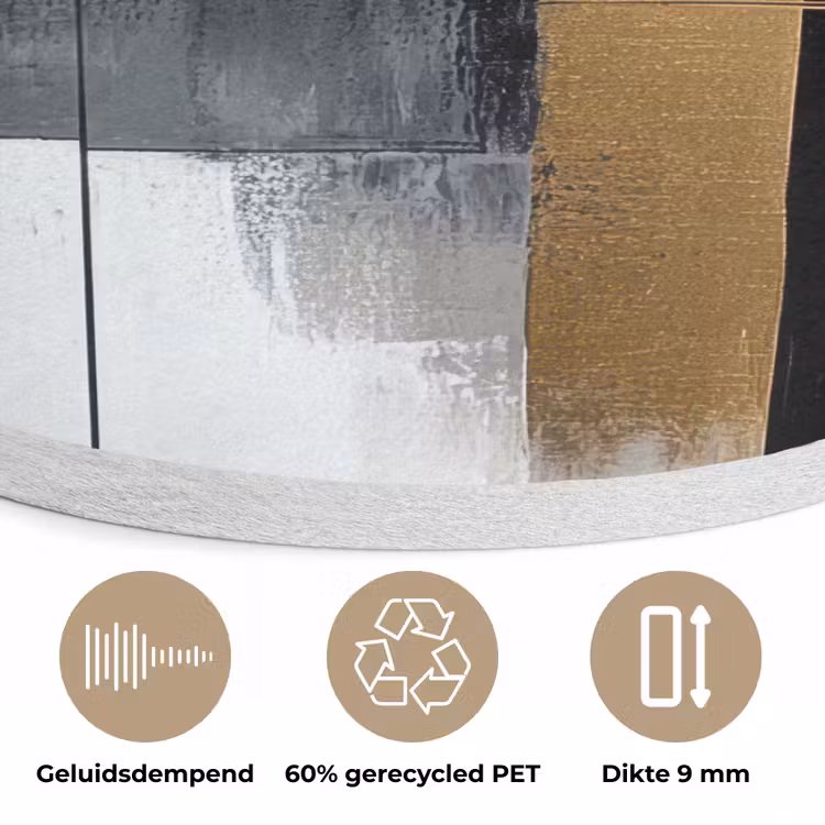 Abstract - Goud - Zilver - Vormen - Aesthetic Akoestische PET Vilt - Rond klein -closeup_NL