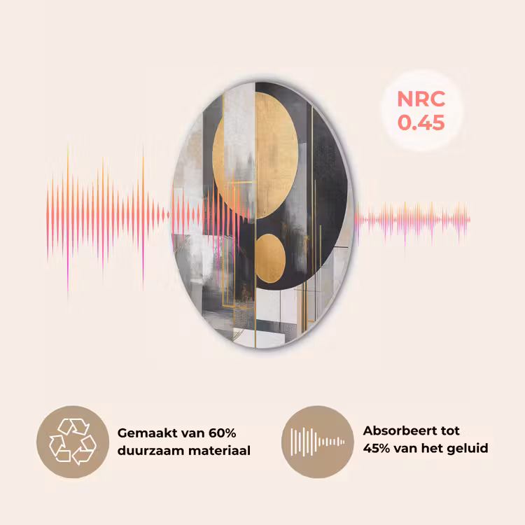 Abstract - Goud - Zilver - Vormen - Aesthetic - Modern Akoestische PET Vilt - Rond klein -USP_NL