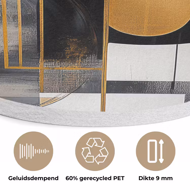 Abstract - Goud - Zilver - Vormen - Aesthetic - Modern Akoestische PET Vilt - Rond klein -closeup_NL