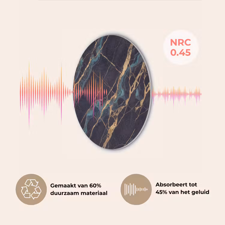 Abstract - Gouden lijnen - Kunst - Modern - Zwart Akoestische PET Vilt - Rond klein -USP_NL