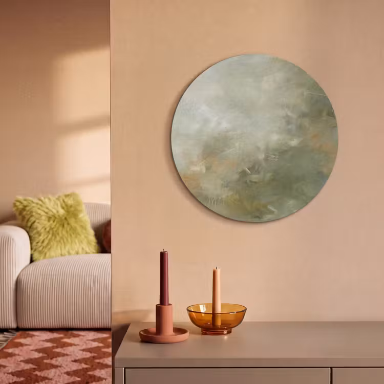 Abstract - Groen - Beige - Modern - Kunst Akoestische PET Vilt - Rond klein -sfeer1