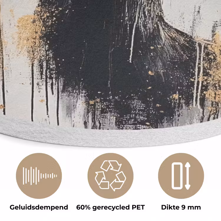 Abstract - Hert - Gewei - Goud Akoestische PET Vilt - Rond klein -closeup_NL