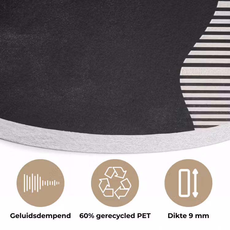 Abstract - Japandi - Beige - Modern Akoestische PET Vilt - Rond klein -closeup_NL