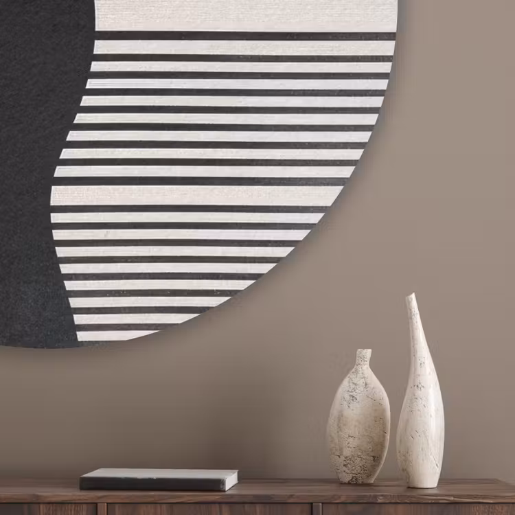 Abstract - Japandi - Beige - Modern Akoestische PET Vilt - Rond klein -sfeer5_closeup