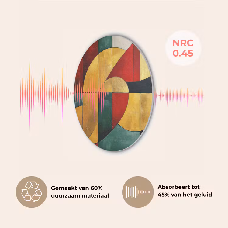 Abstract - Kerst - Goud - Rood - Groen Akoestische PET Vilt - Rond klein -USP_NL