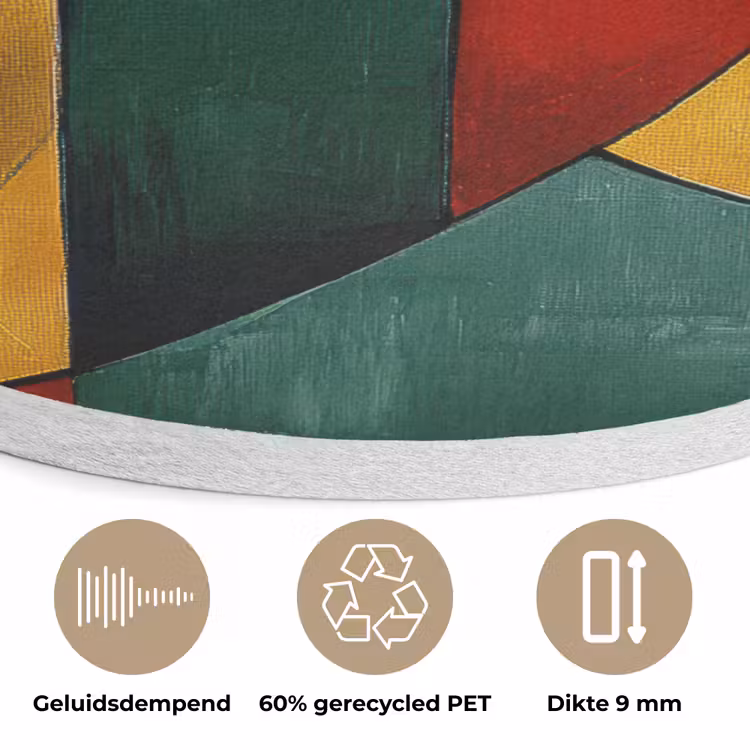 Abstract - Kerst - Goud - Rood - Groen Akoestische PET Vilt - Rond klein -closeup_NL