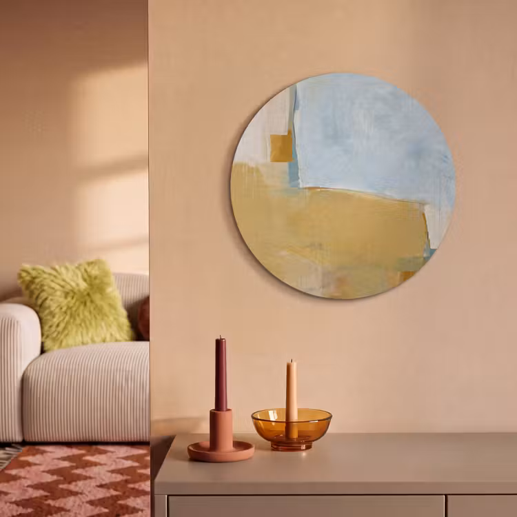 Abstract - Kleuren - Kunst - Modern - Blauw Akoestische PET Vilt - Rond klein -sfeer1