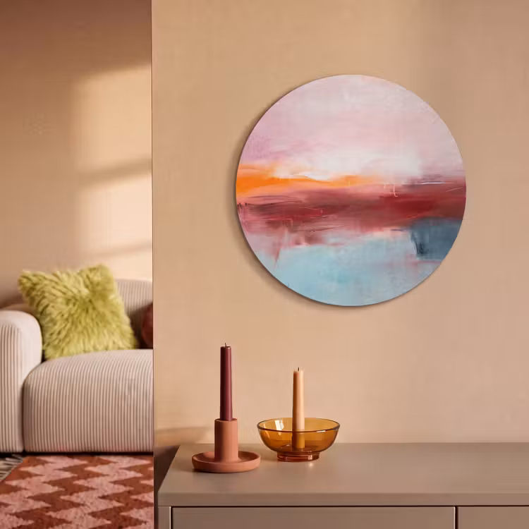 Abstract - Kleuren - Modern - Kunst - Roze Akoestische PET Vilt - Rond klein -sfeer1