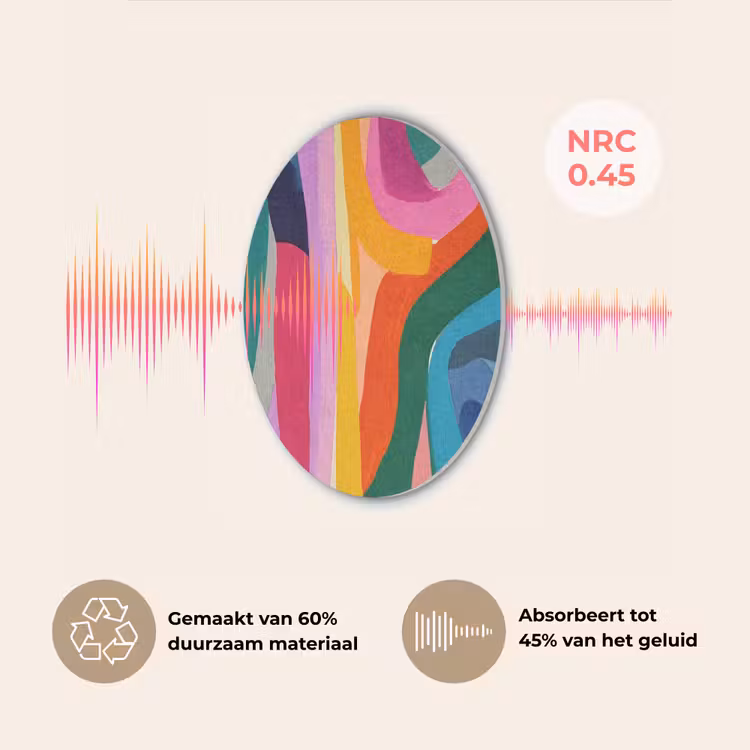 Abstract - Kleurrijk - Golven - Lijnen Akoestische PET Vilt - Rond klein -USP_NL