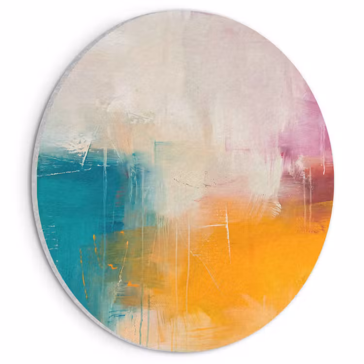 Abstract - Kleurrijk - Modern - Kunst - Oranje Akoestische PET Vilt - Rond klein -3d