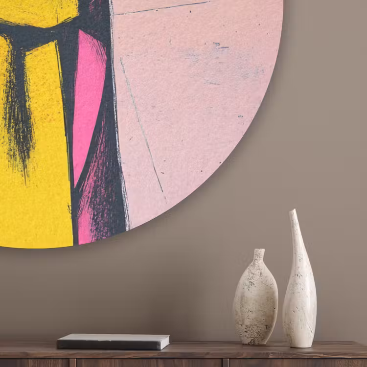 Abstract - Konijn - Sjaal - Geel Akoestische PET Vilt - Rond klein -sfeer5_closeup