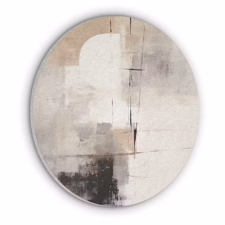 Abstract - Kunst - Grijs Akoestische PET Vilt - Rond klein -3d