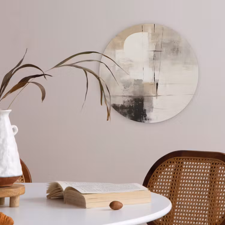 Abstract - Kunst - Grijs Akoestische PET Vilt - Rond klein -sfeer3