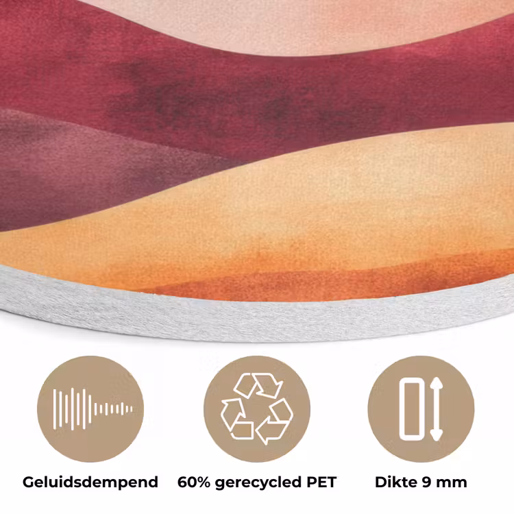 Abstract - Landschap - Golven Akoestische PET Vilt - Rond klein -closeup_NL