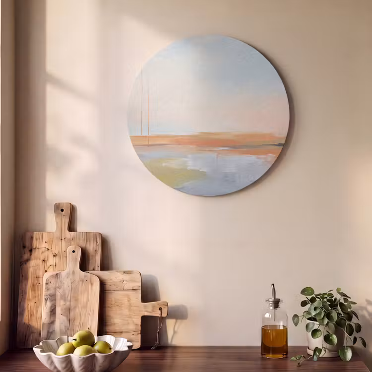 Abstract - Landschap - Horizon - Modern - Kleurrijk Akoestische PET Vilt - Rond klein -sfeer2