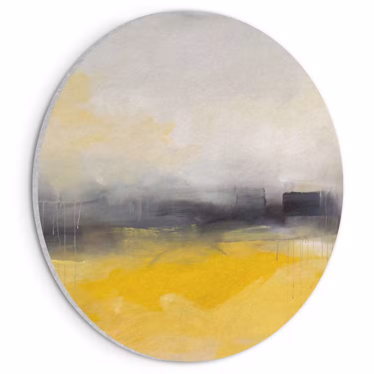 Abstract - Landschap - Modern - Geel Akoestische PET Vilt - Rond klein -3d