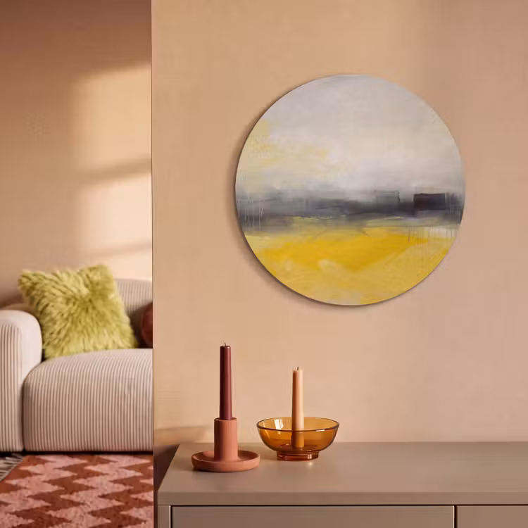 Abstract - Landschap - Modern - Geel Akoestische PET Vilt - Rond klein -sfeer1