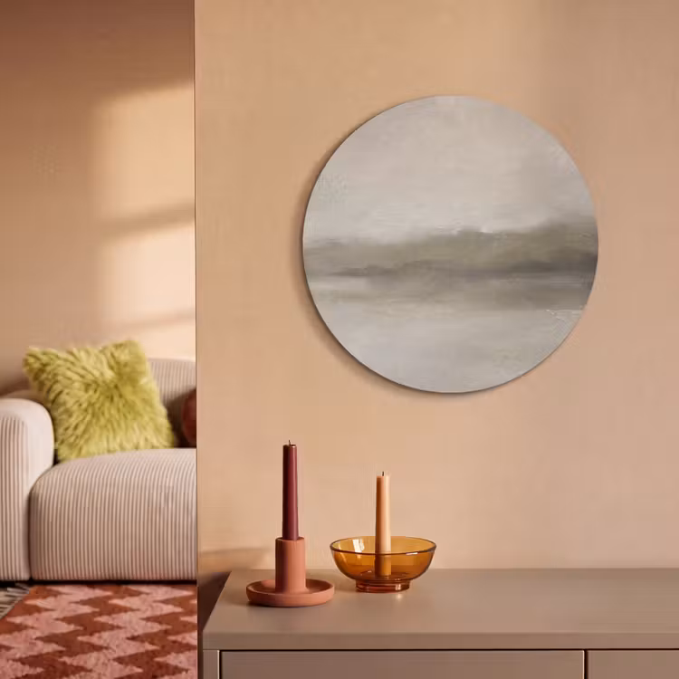 Abstract - Landschap - Nevel - Modern - Grijs Akoestische PET Vilt - Rond klein -sfeer1