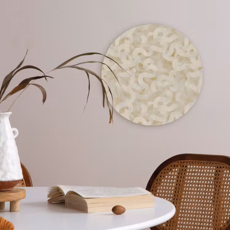 Abstract - Lijnen - Beige Akoestische PET Vilt - Rond klein 838 -sfeer3