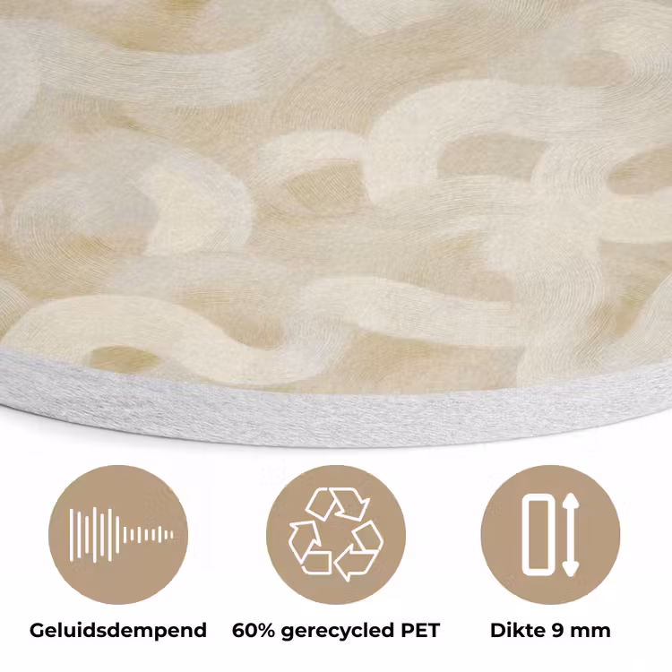 Abstract - Lijnen - Beige Akoestische PET Vilt - Rond klein 838 -closeup_NL