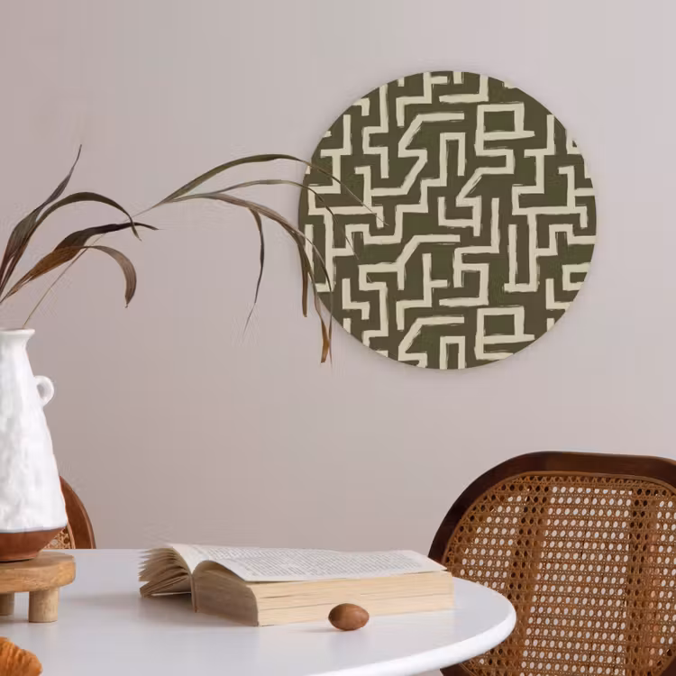 Abstract - Lijnen - Groen Akoestische PET Vilt - Rond klein 838 -sfeer3