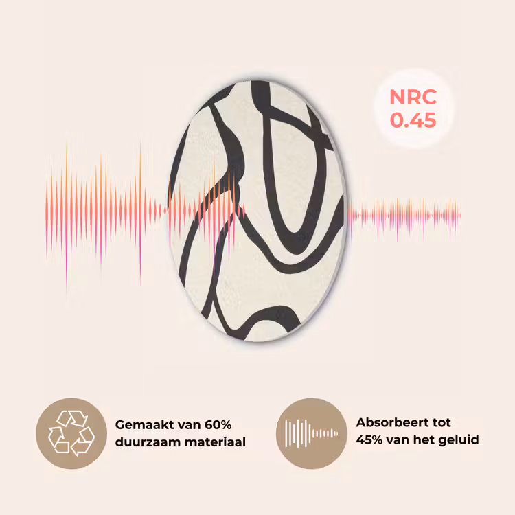 Abstract - Lijnen - Modern - Beige Akoestische PET Vilt - Rond klein -USP_NL