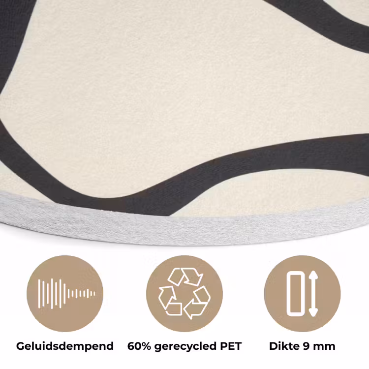 Abstract - Lijnen - Modern - Beige Akoestische PET Vilt - Rond klein -closeup_NL