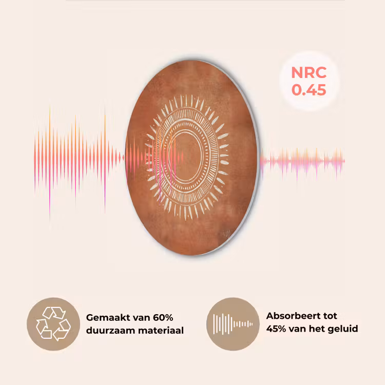 Abstract - Lijnen - Zonnestralen - Roodbruin Akoestische PET Vilt - Rond klein -USP_NL